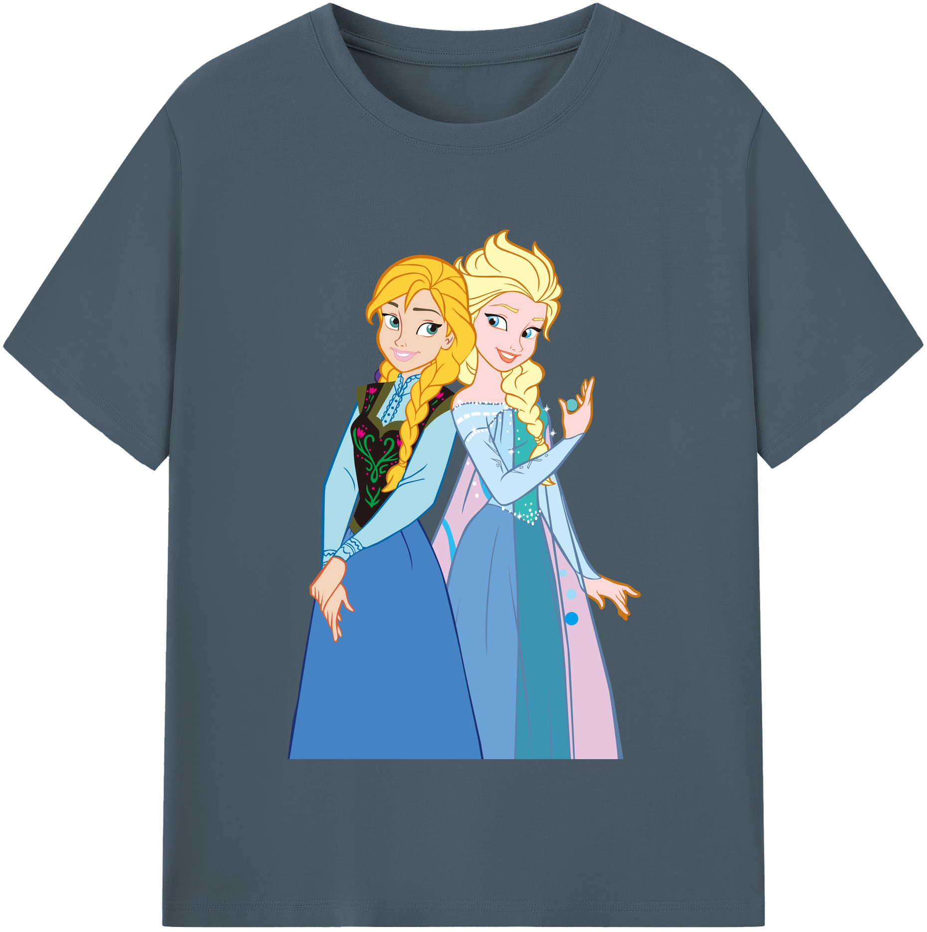 （画像用） アナと雪の女王 アンナ エルサ Frozen Anna Elsa 綿100％半袖Tシャツ（フロントプリント）